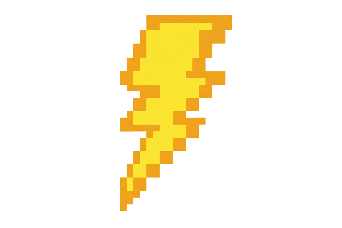 only lighting emojji retro pixel style without background\